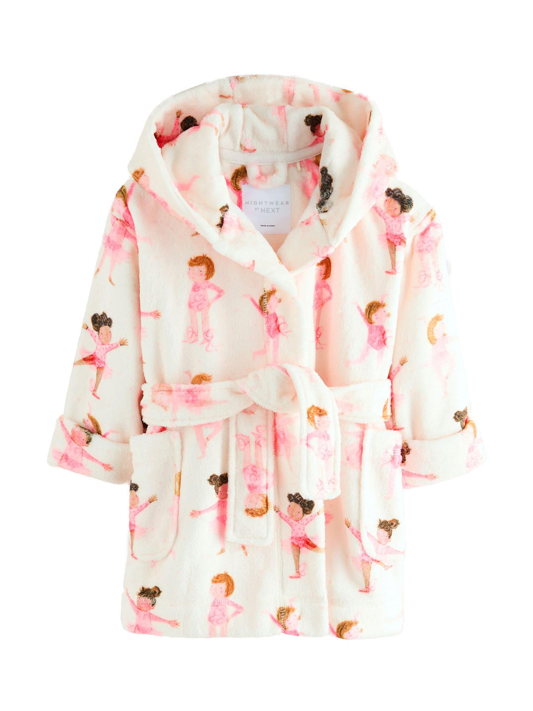 Next Mädchen Bademantel aus Fleece 134-140 White/Pink Ballerina, 134-140 White/Pink Ballerina