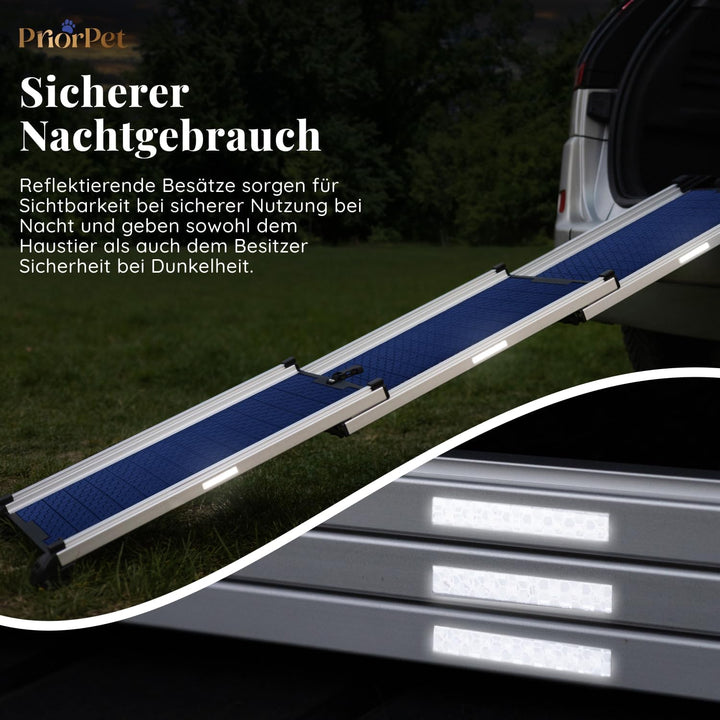 Hunderampe Auto Klappbar- Teleskop Alu Rampe für grosse Hunde - Stabile Hundetreppe Auto & SUV - rut