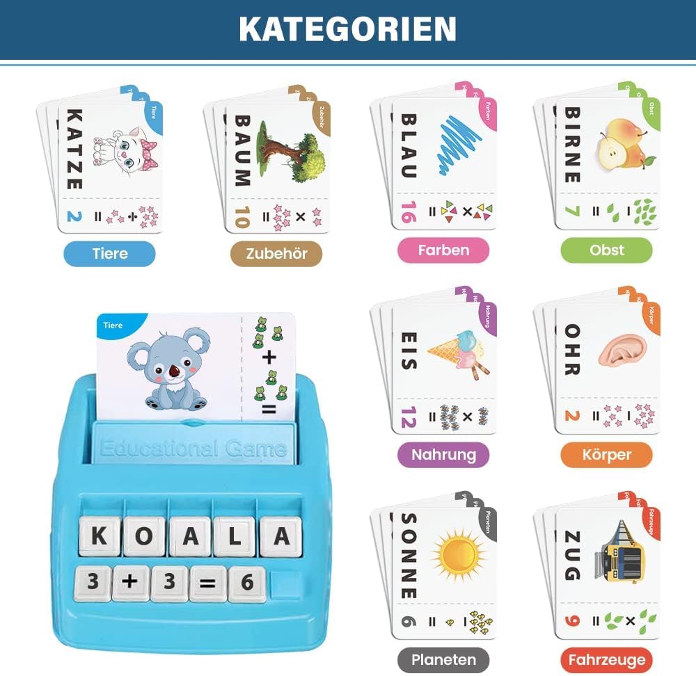 Buchstaben Lernspiel ABC Montessori Lernen ab 4 5 6 Jahre Vorschule Zahlen Rechnen Schulanfänger 1 K