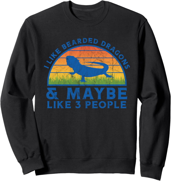 Wie Bartagame Vintage Sonnenuntergang Retro Eidechse Reptil Sweatshirt