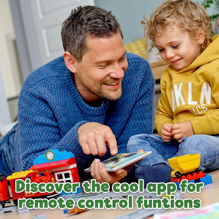 LEGO DUPLO Dampfzug 10874, ferngesteuertes Bausteine-Set hilft Kleinkindern beim Lernen, tolles päda