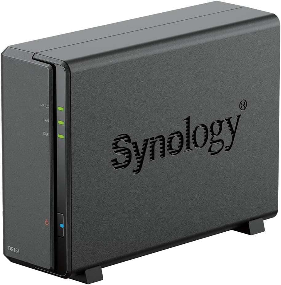 Synology DS124 1-Bay Diskstation NAS (Realtek RTD1619B 4-Core 1.7 GHz 1GB DDR4 RAM 1xRJ-45 1GbE LAN-