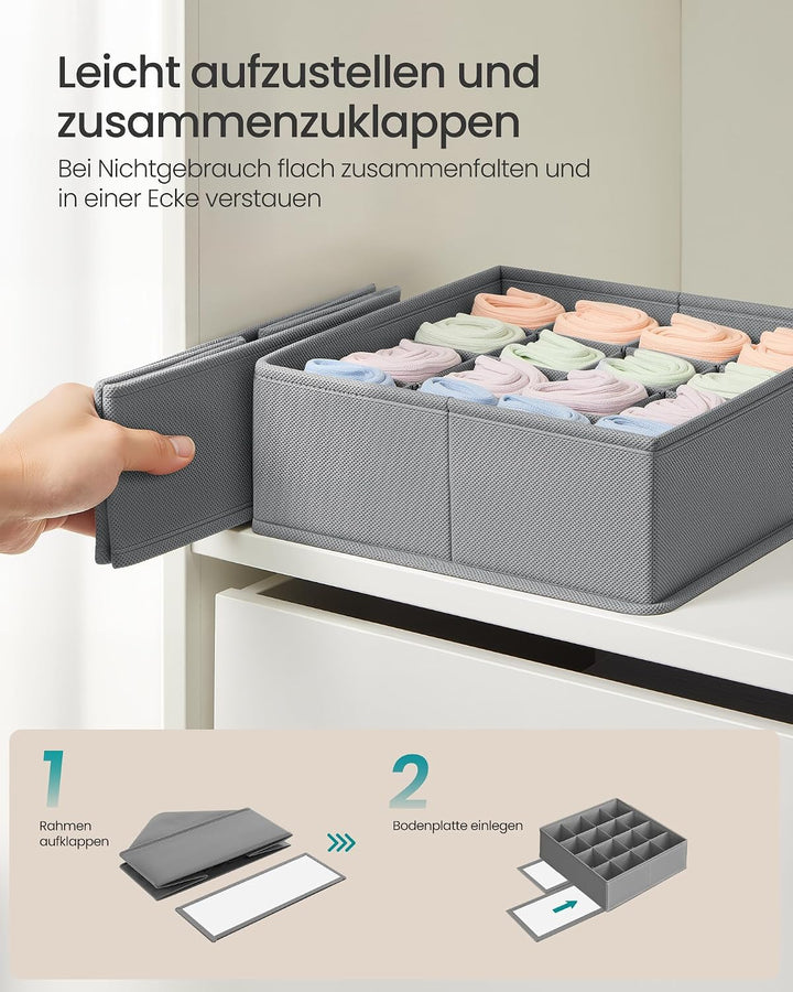 SONGMICS Schubladen-Organizer aus Vliesstoff, Faltbare Aufbewahrungsboxen, 6er Set, 28 x 26 x 10 cm