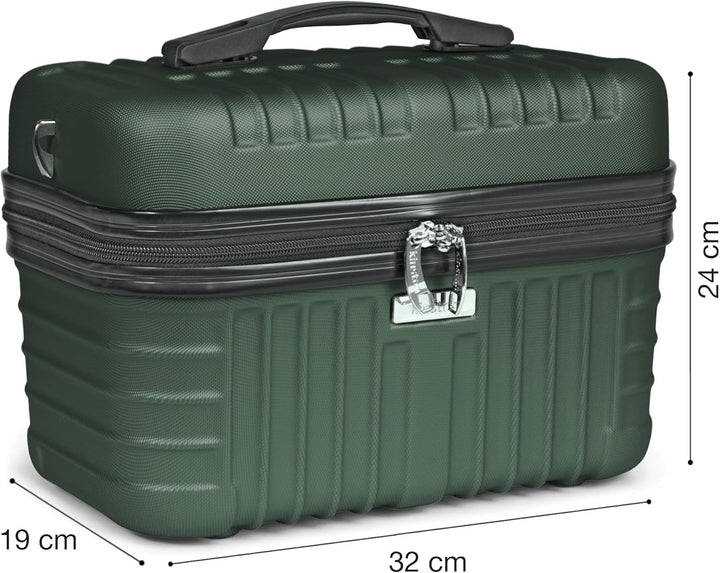 KINSTON Vanity Case Hartschale mit Schulterriemen – Kulturbeutel Reise Kosmetik – Hartschale mit Gri