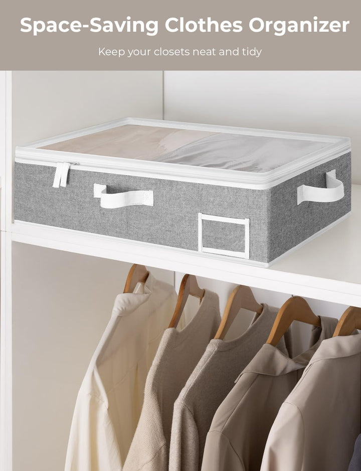 StorageWorks Unterbett Aufbewahrungsbox mit Deckel, Stoff Unterbettkommode mit Griffen, faltbare Unt