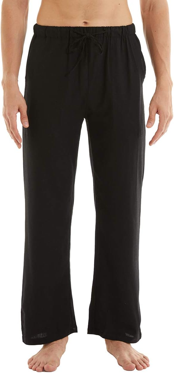 YuKaiChen Herren Leinenhose Herren Lang Sommerhose Weit Leicht Loose Fit Freizeithose Yoga Urlaub St