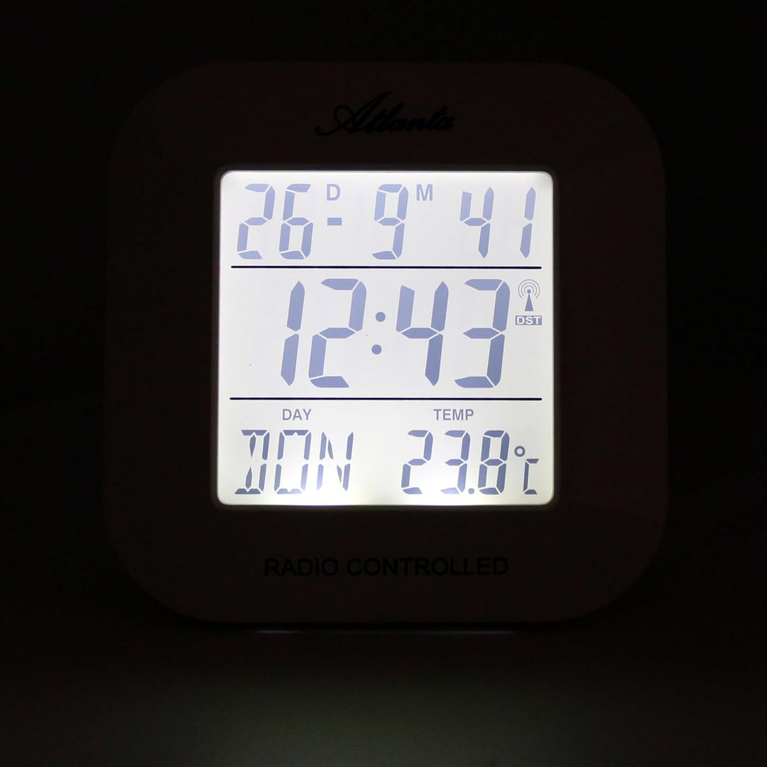 Atlanta LCD Funkwecker Digital Anzeige Licht Snooze Temperatur - 1894/5 (Blau), Blau