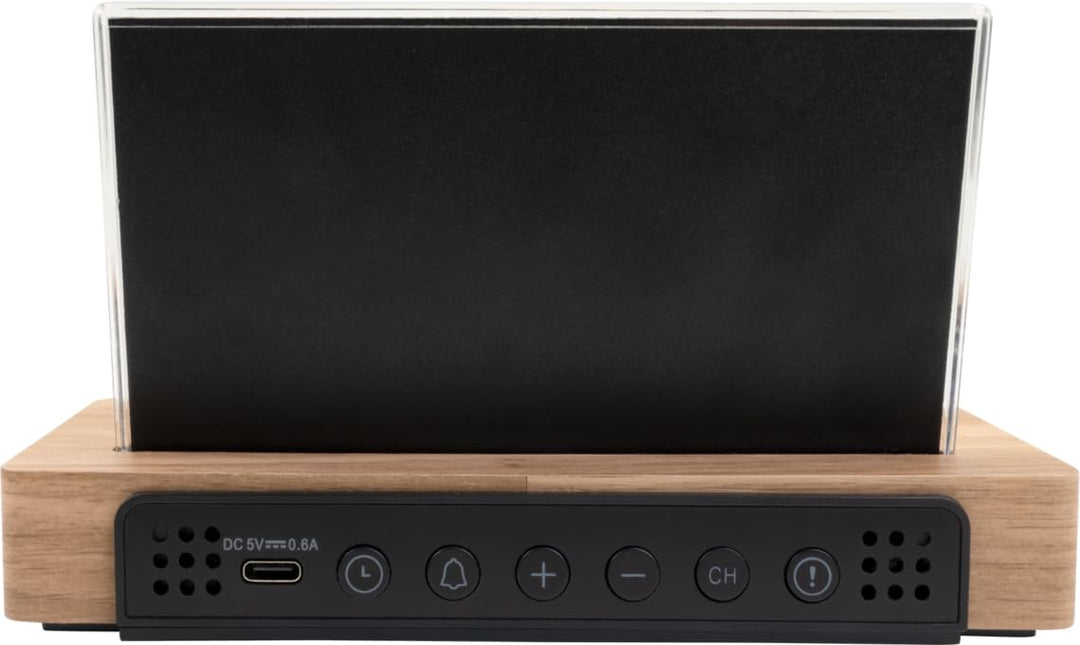 Thomson Wecker Wetterstation schwarz Holzsockel