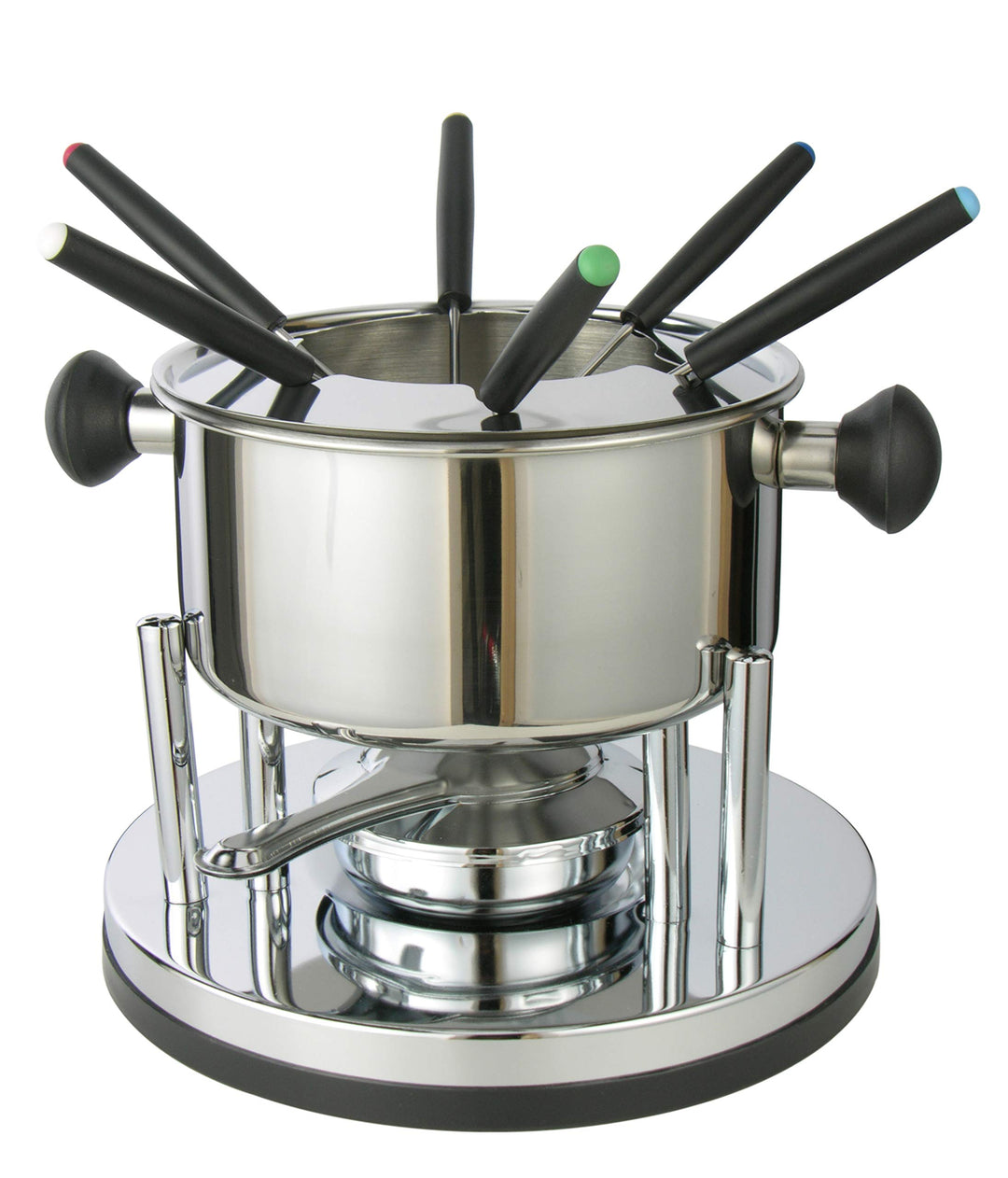 Lentz Fondue-Set aus Edelstahl für 6 Personen | inklusive Besteck | betrieben mit Brennpaste | Topf
