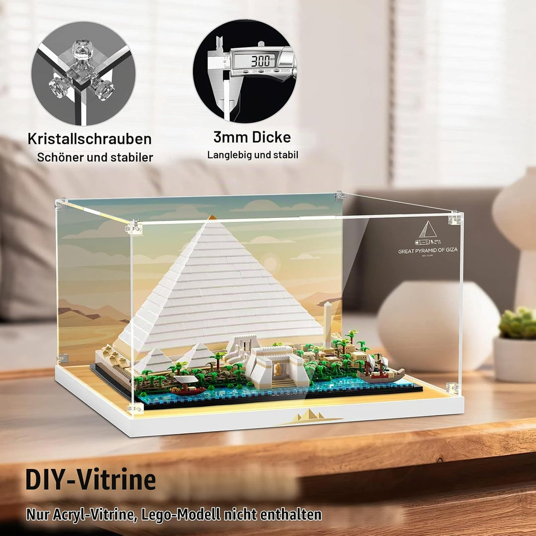 cooldac Acryl Vitrine Box für Lego 21058 Cheops-Pyramide , staubdicht Transparent Clear Display Box