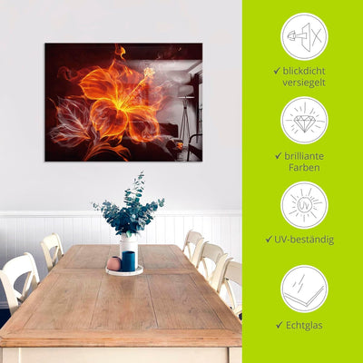 ARTland Glasbilder Wandbild Glas Bild einteilig 80x60 cm Querformat Blumen Feuerblume Feuer Flammen