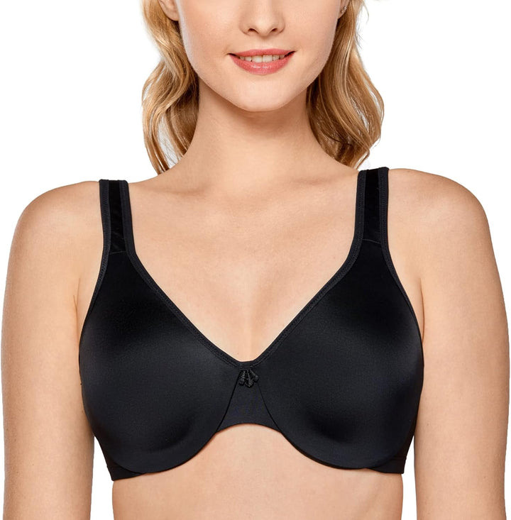 DELIMIRA Damen Minimizer BH mit Bügel Grosse Brüste Starker Halt Seamless Tshirt BHS Soft 70C Schwar