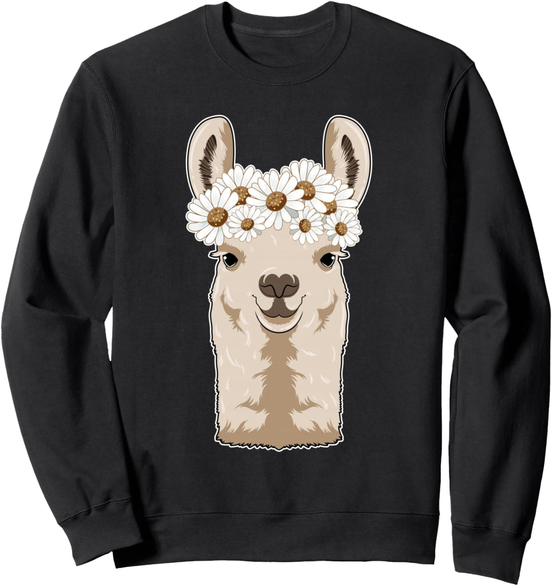 Lama Gänseblümchen Blumen Sweatshirt