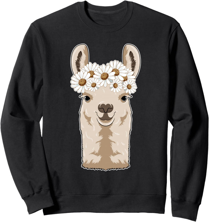 Lama Gänseblümchen Blumen Sweatshirt