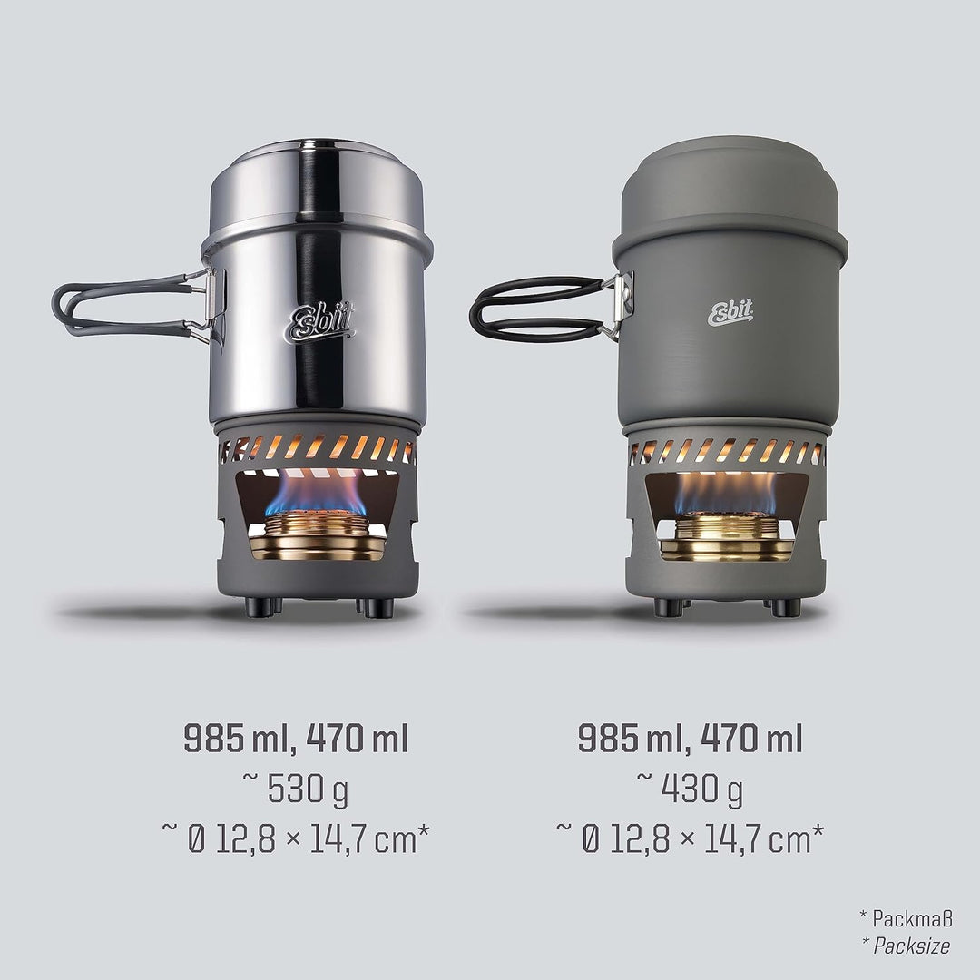 Esbit Spirituskochset - inkl. grossem und kleinem Topf - 985 ml & 470 ml - inkl. Spiritusbrenner - C