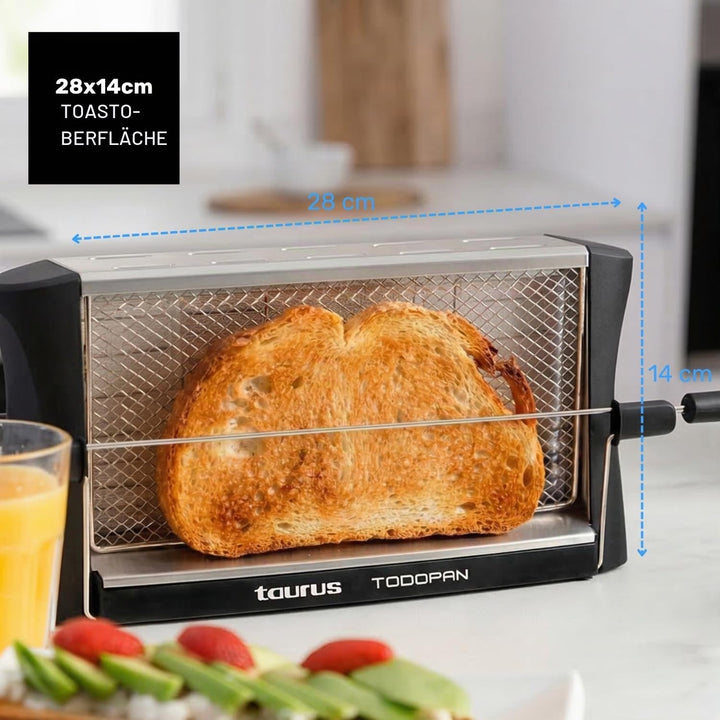 TAURUS 960632 Toaster aus Edelstahl, 700 W, für alle Brotsorten, mit Haltestab, Multicolour