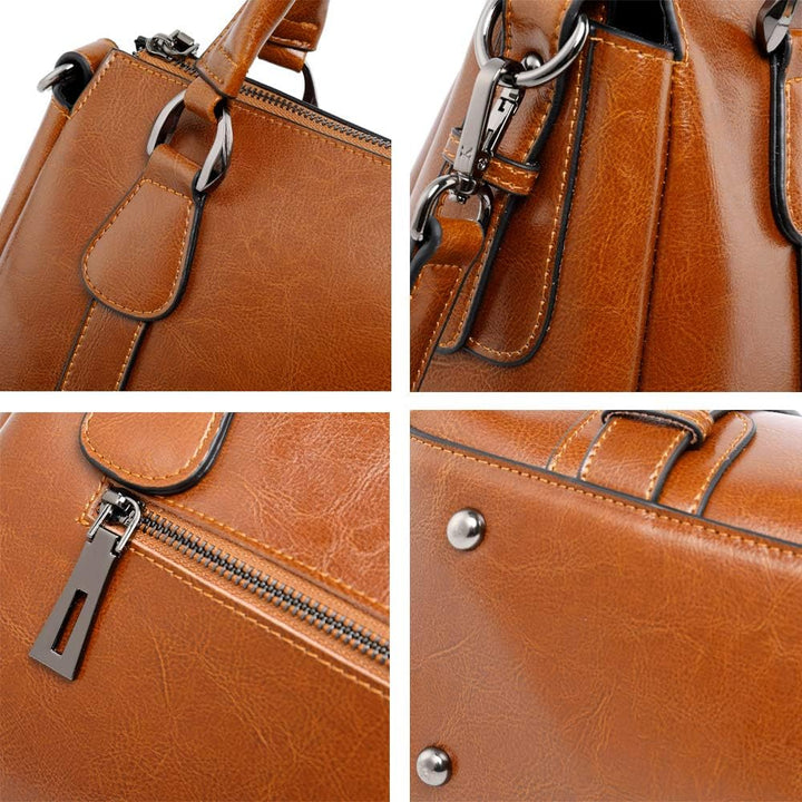 Coolives Damen Tasche aus Leder Handtasche Henkeltasche Umhängetasche Schultertasche Braun EINWEG, B