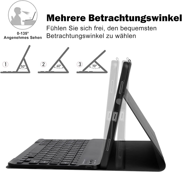 Tastatur Hülle für Lenovo Idea Tab 11 Zoll Tablet 2025,QWERTZ Wireless Abnehmbare Tastatur Kompatibe