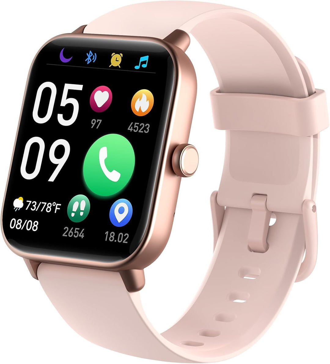 Smartwatch Damen, 1.8" Fitnessuhr Damen mit Telefonfunktion und Alexa Built-in, Herzfrequenz SpO2 St