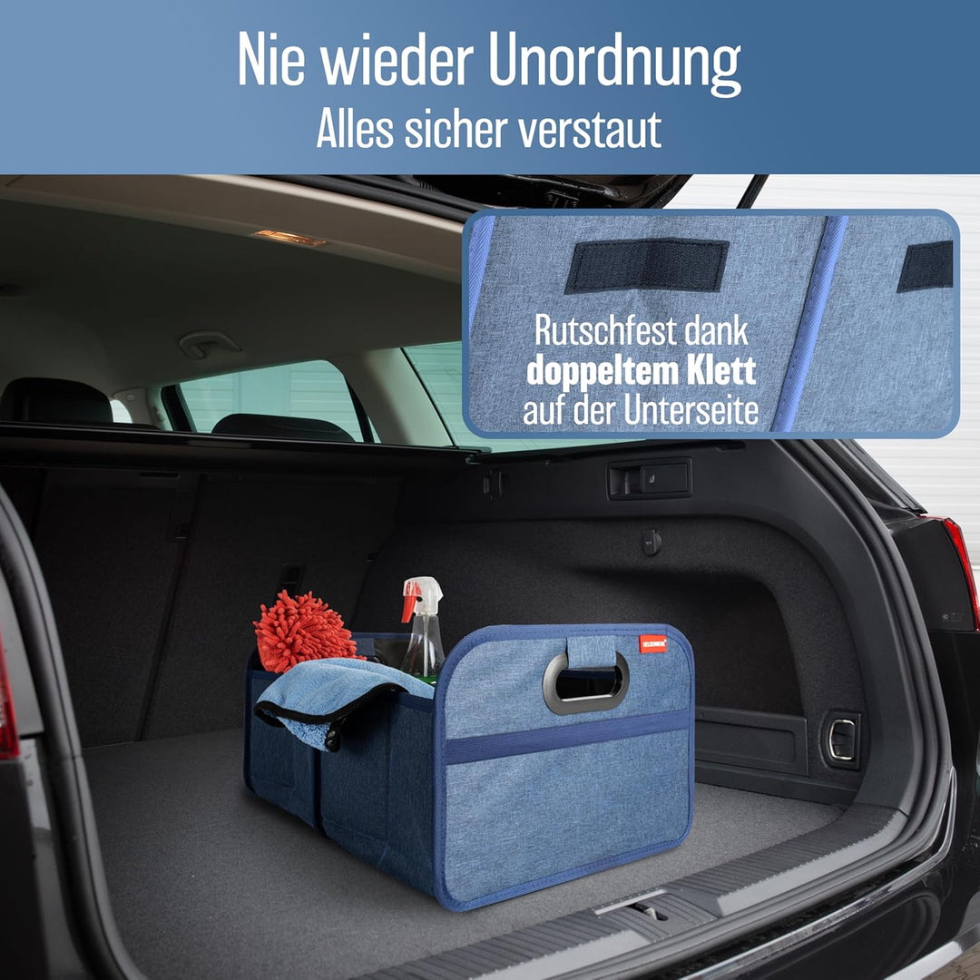 HELDENWERK Kofferraumtasche faltbar mit Anti-Rutsch-Klett - Kofferraum-Organizer, Auto Faltbox, Eink