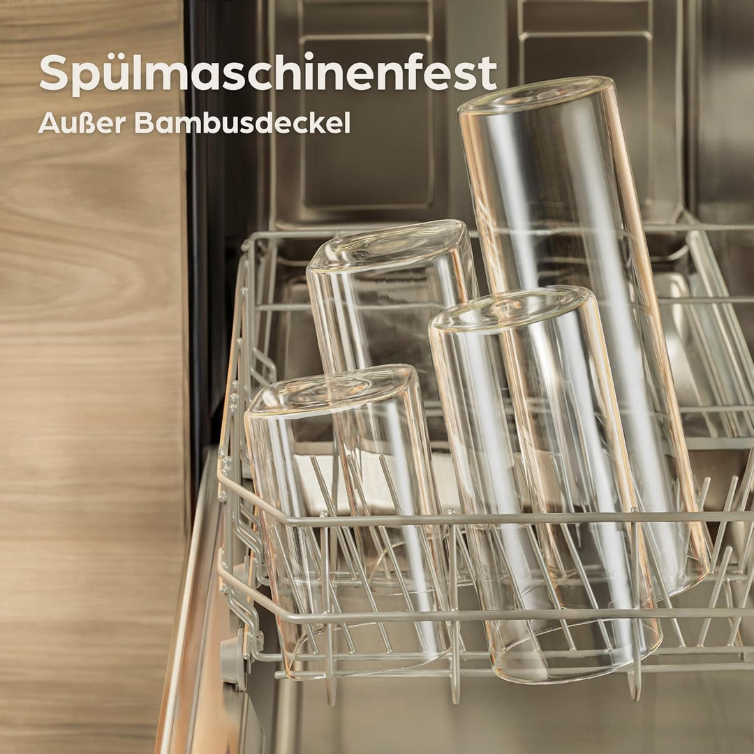 Praknu Vorratsdosen mit Deckel luftdicht Glas - 3er Set Vorratsgläser eckig - 1L - aus Borosilikatgl