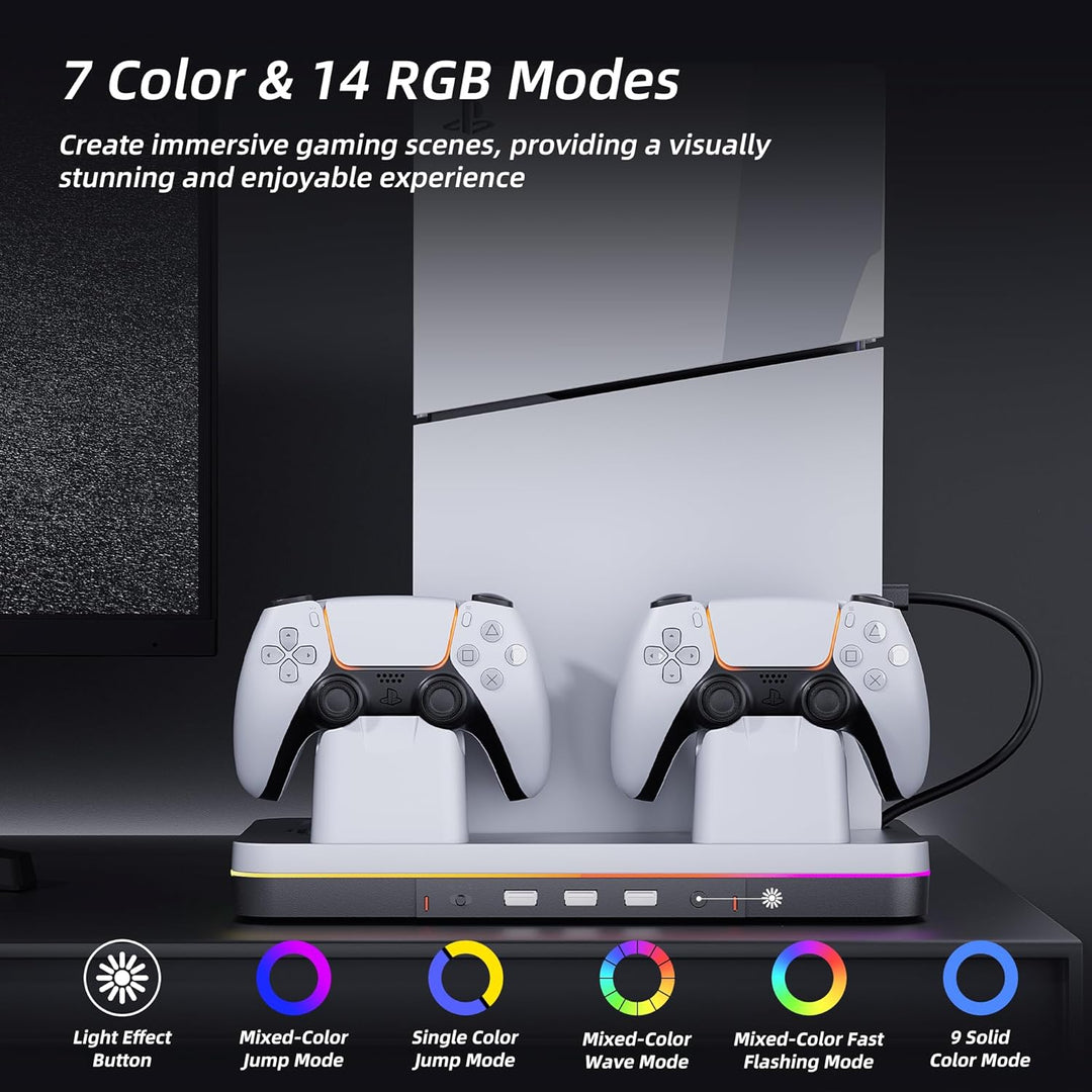Mytrix Fast Charging Stand RGB Cooling Fan for PS5 Slim Console (Disc & Digital), with Controller Ch