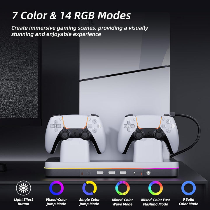 Mytrix Fast Charging Stand RGB Cooling Fan for PS5 Slim Console (Disc & Digital), with Controller Ch