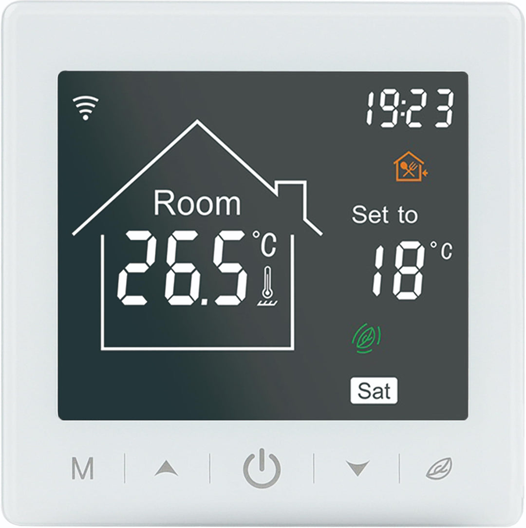 Thermostat W100 Fussbodenheizung, elektrisch programmierbar mit Fühler, 16A, WLAN, digitales Raumthe