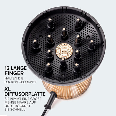 Bellissima Diffon Supreme, Heissluftdiffusor für lockiges Haar, XL Diffuser mit 12 Finger, Ceramic T