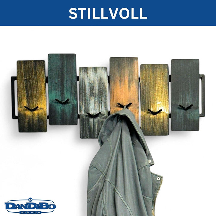 DanDiBo Garderobe Wand Schwarz Metall 96629 Wandgarderobe mit 12 Haken Modern Hakenleiste Garderoben