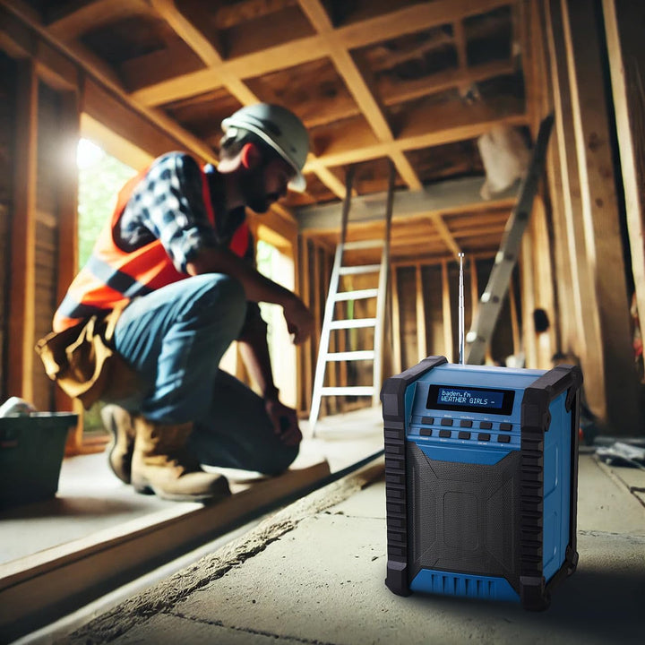 auvisio Lautsprecher, Bluetooth: Digitales DAB+/FM-Baustellenradio, Bluetooth, 80 Watt, IP54, Akku (