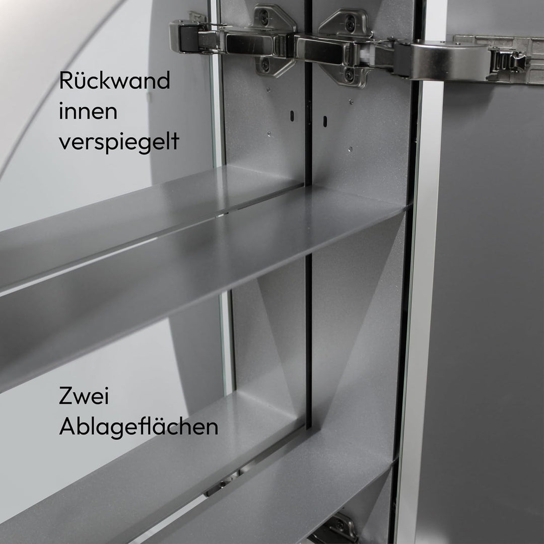 Talos Spiegelschrank Bad rund Ø 60 cm - Badezimmer Spiegelschrank mit hochwertigem Aluminium Korpus
