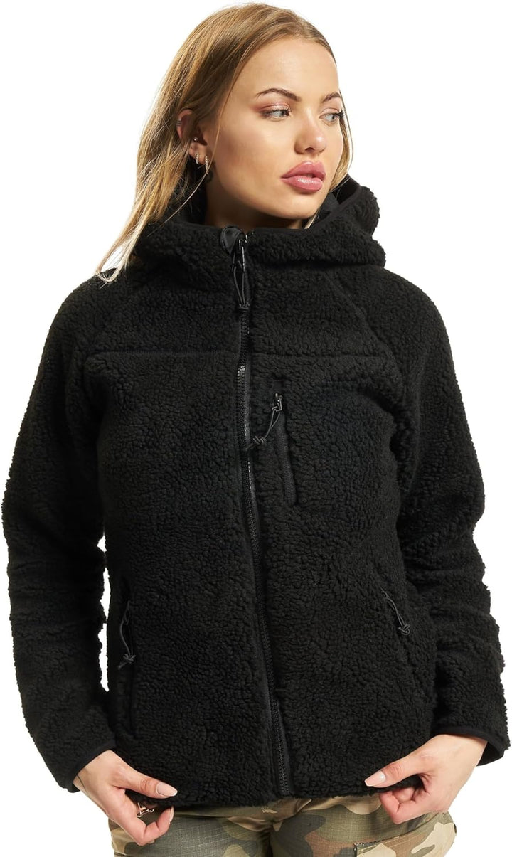 Brandit Women Teddyfleece Jacket Hooded, many colours, Grössen XS bis 5XL, XS Schwarz