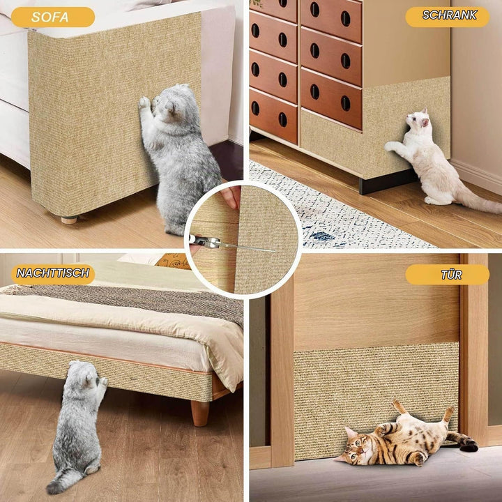 Kratzmatte für Katzen, 200 x 60 cm, Selbstklebende Teppichmatte, zuschneidbar, Kratz-Möbelschutz, Er