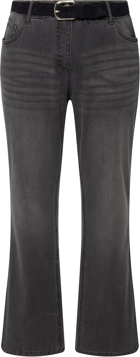 Ulla Popken Damen Bootcut-Jeans Hose 38W / 30L Hellgrau Denim, 38W / 30L Hellgrau Denim