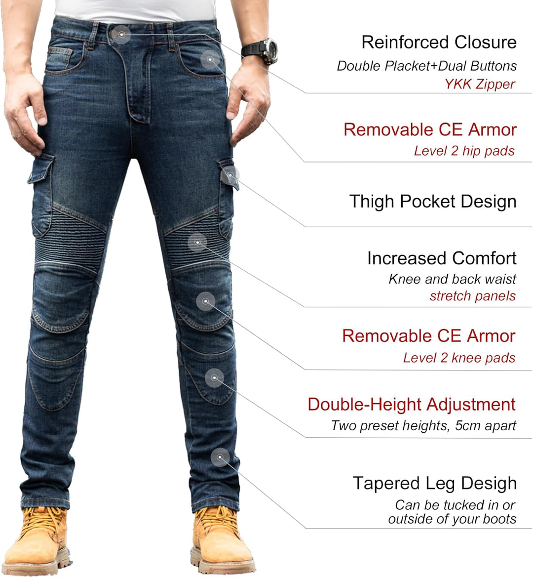 CTBQiTom Morradhose Herren Motorrad Hosen Motorrad Jeans Motorradhose Jeans Gepanzert mit CE Rüstung