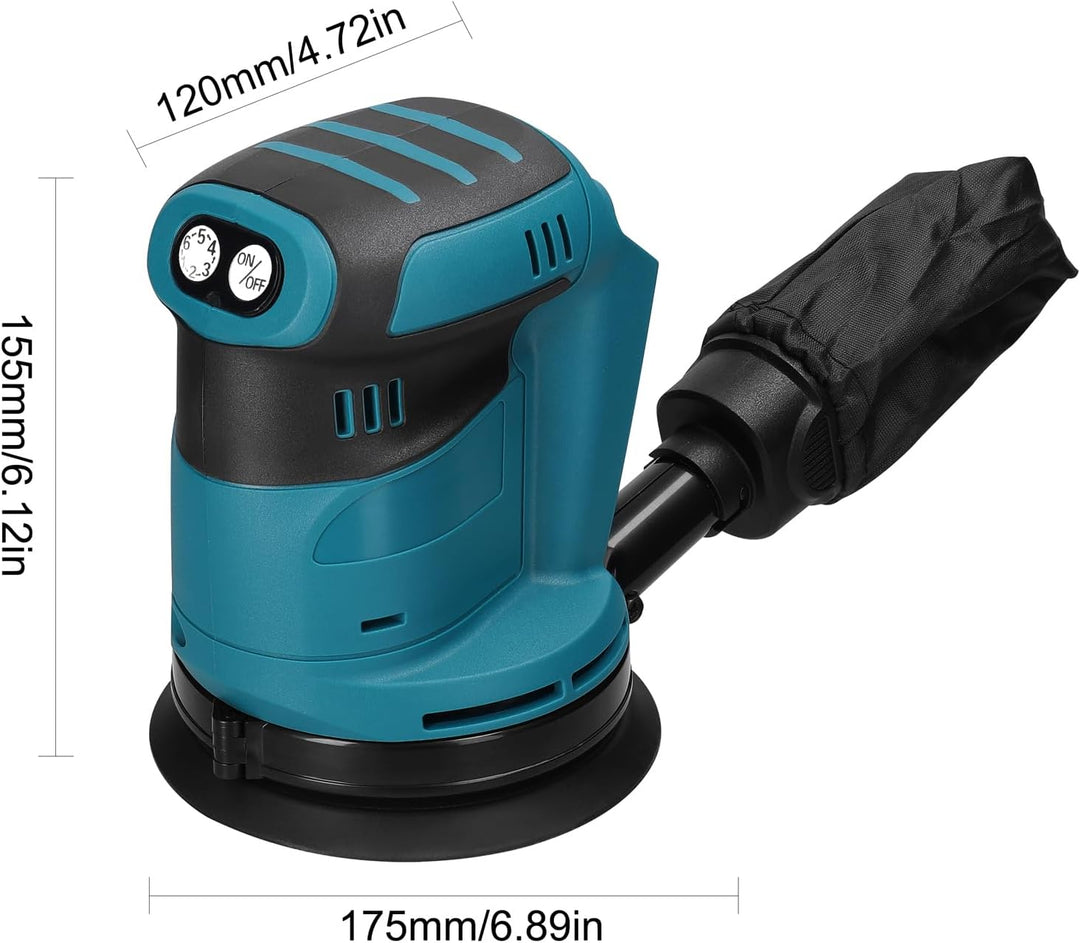 Weytoll Exzenterschleifer, Geschwindigkeit 125 mm, bürstenloser Motor 12000 U/min (für Makita-Akku 1