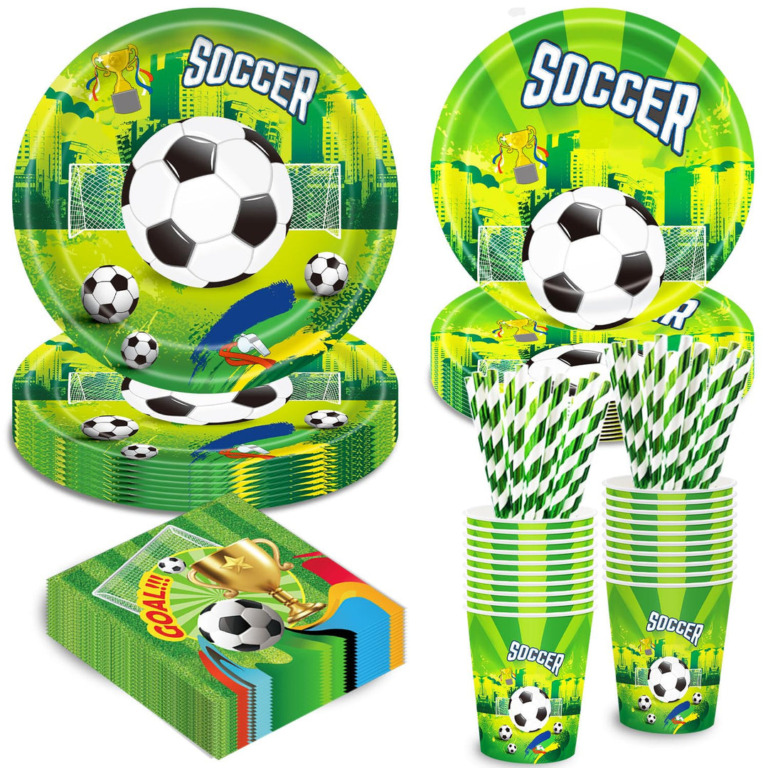 Fussball Geburtstag Deko Partygeschirr Set, Fussball Geburtstag Party Geschirr, Pappteller Tassen Se