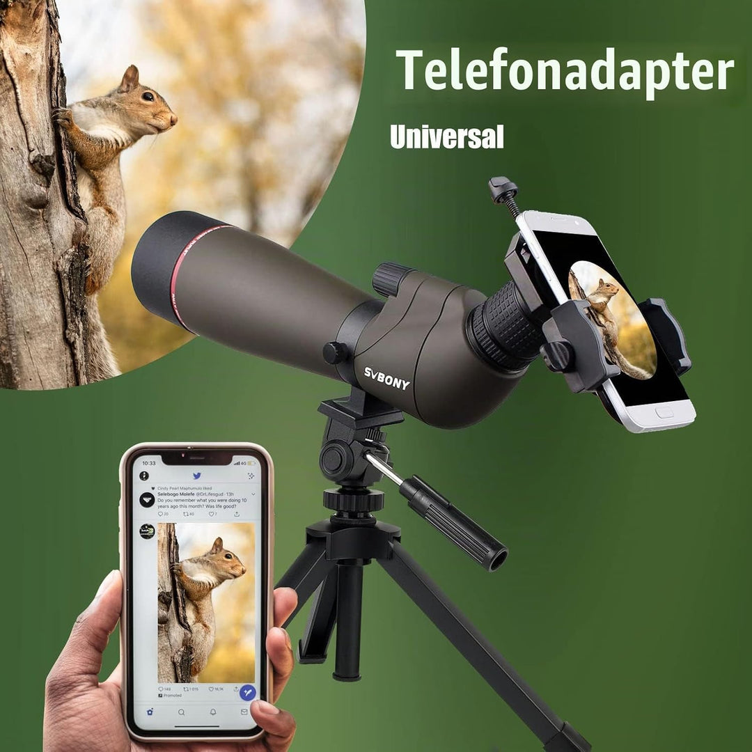 Svbony SV13 Spektiv 20-60x80, Tischstativ, Smartphone Adapter, HD Wasserdicht Porro Prisma Abgewinke