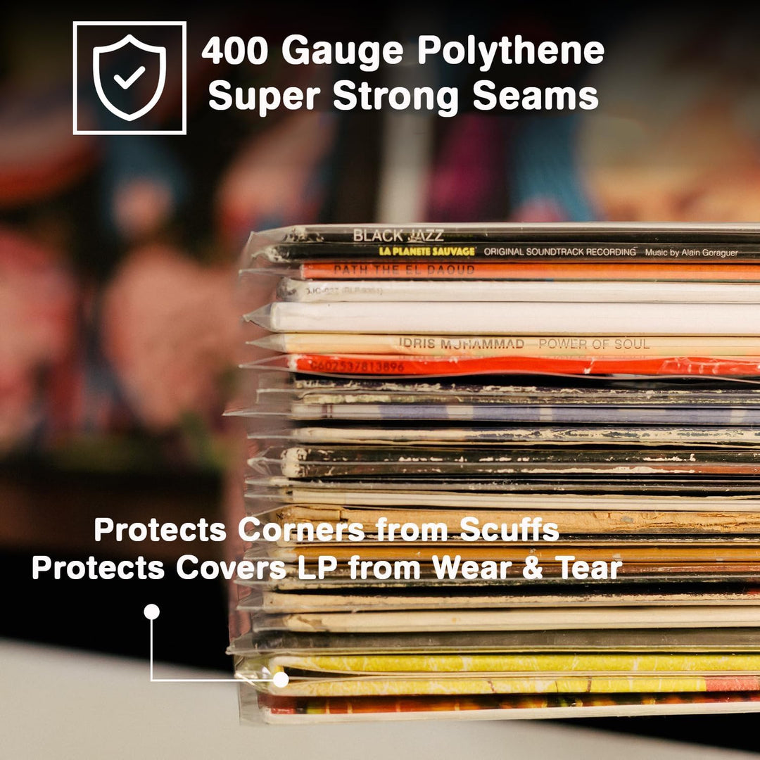 POJSIO 12 Zoll LP Schallplatten Hüllen Aussenhüllen,100 x Extra Dick Density Schutzhüllen Polyethyle