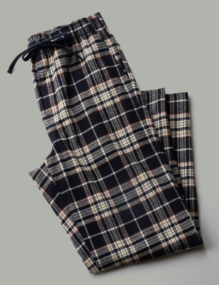 LAPASA Herren Schlafanzughose karierte Pyjamahose, Long Relaxhose Loungehose Freizeithose (M38 Baumw