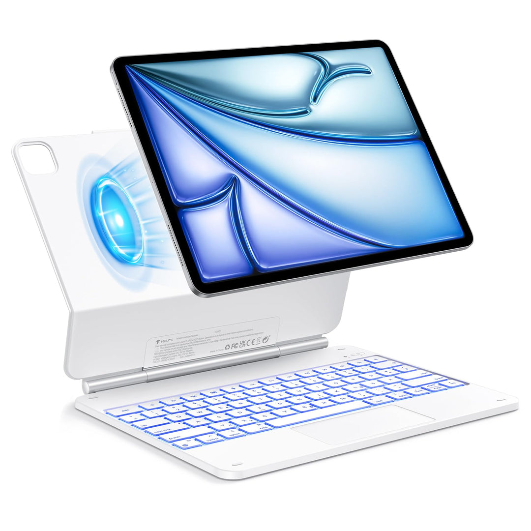 TECURS Hülle Tastatur für iPad Air 13" (M3/M2, 2025/2024), Magic Keyboard für iPad Pro 12.9 (6/5/4/3