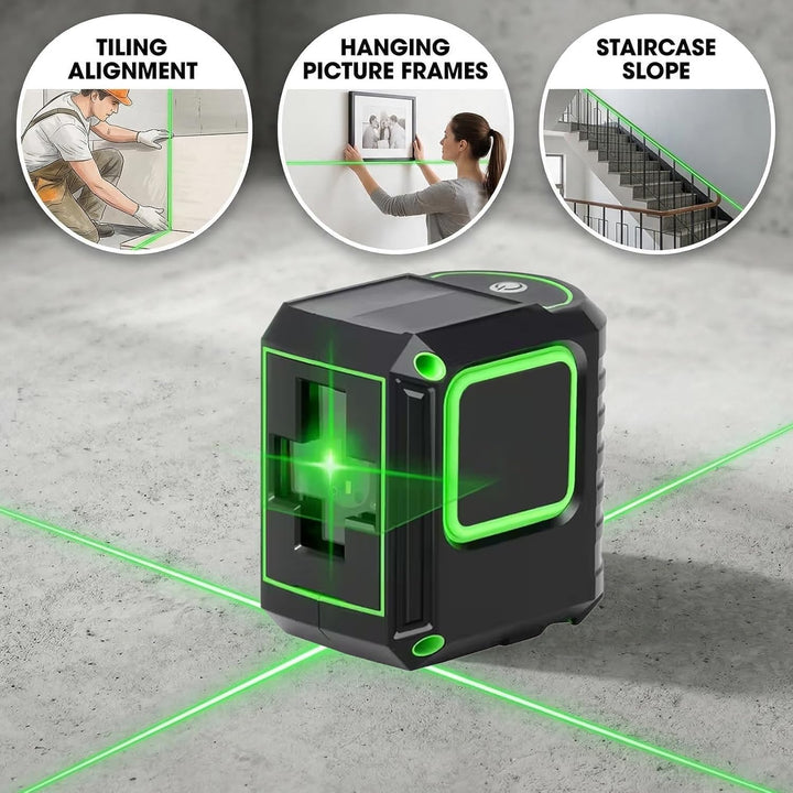 Kreuzlinienlaser mit Stativ, Laser Wasserwaage, Grün Kreuzlaser 360° Selbstnivellierend Linienlaser