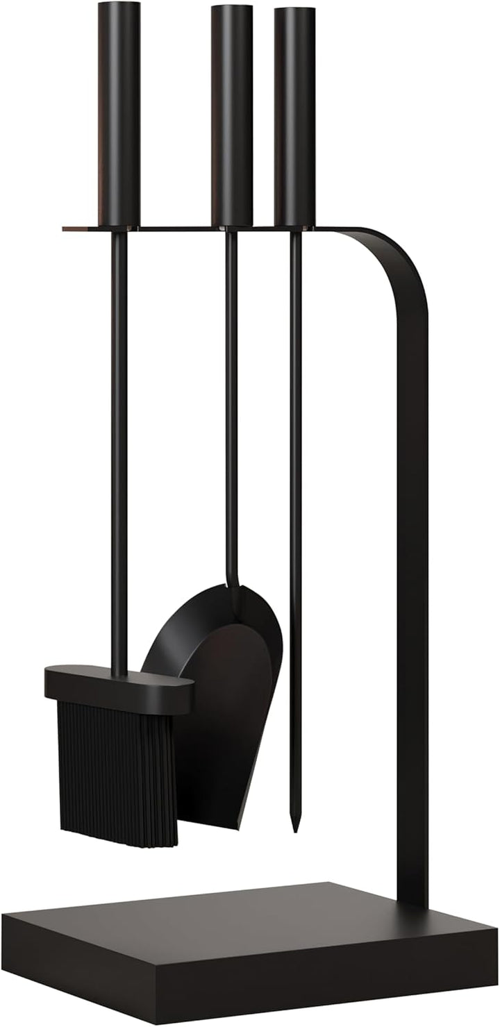 Kingson Kaminbesteck 4-teilig Kaminbesteck schwarz Kaminbesteck Set für Kaminofen inkl. Schürhaken,