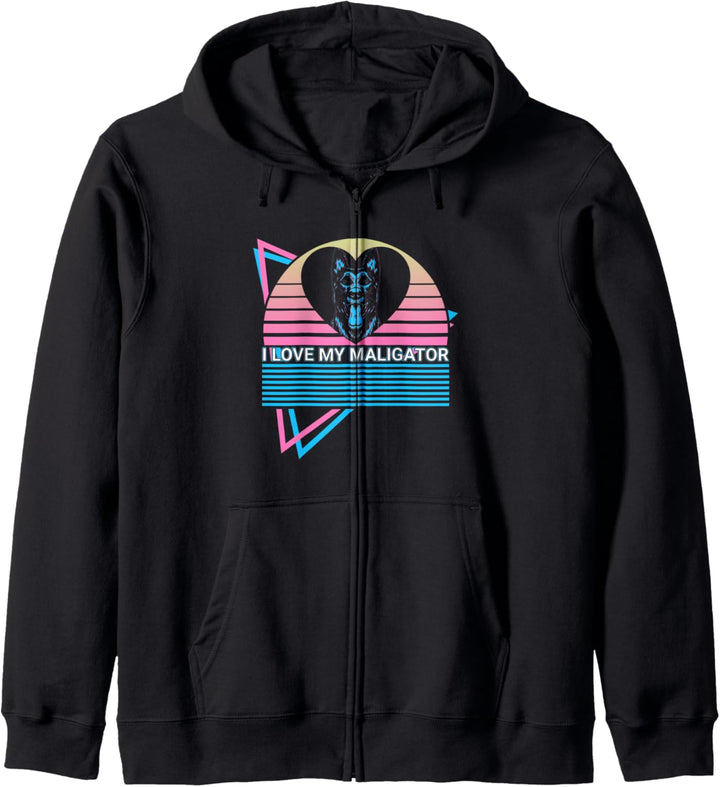 Lustiger belgischer Malinois Retro I Love My Maligator Kapuzenjacke