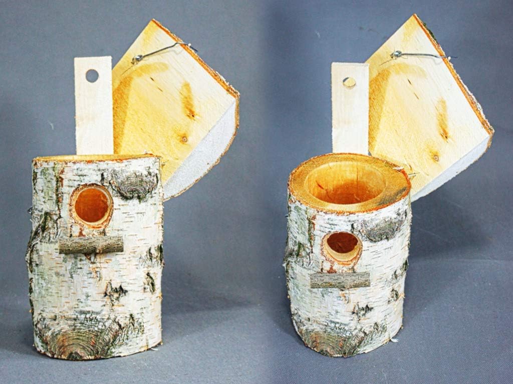 Nistkasten aus Birkenholz als natürlicher Brutkasten für kleine Vogelarten mit Einflugloch Ø 32 mm u