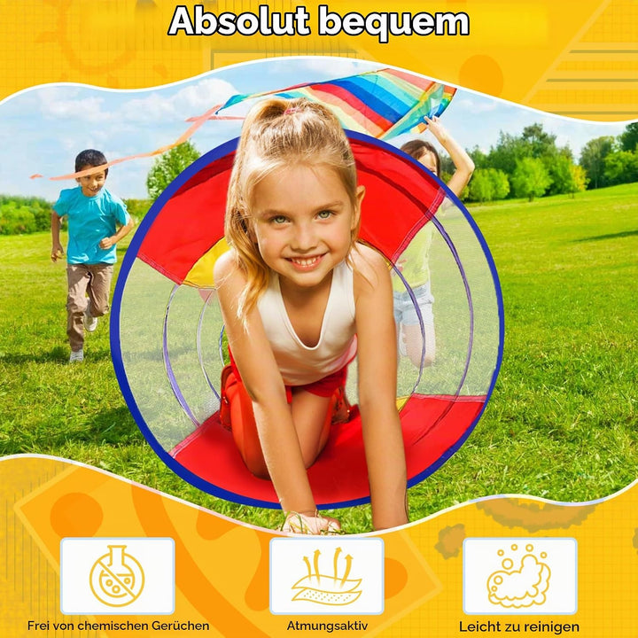 Fantasievoller Spieltunnel für Kinder ab 1 2 3 Jahr,Vielseitiger Krabbeltunnel,auch als Agility Tunn