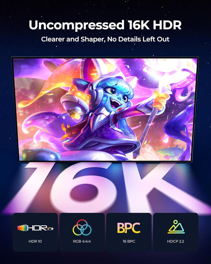 Silkland 80Gbps Mini DisplayPort auf DisplayPort Kabel 2.1, 4K@240Hz 8K@144Hz 16K@60Hz, HDR, G-Sync
