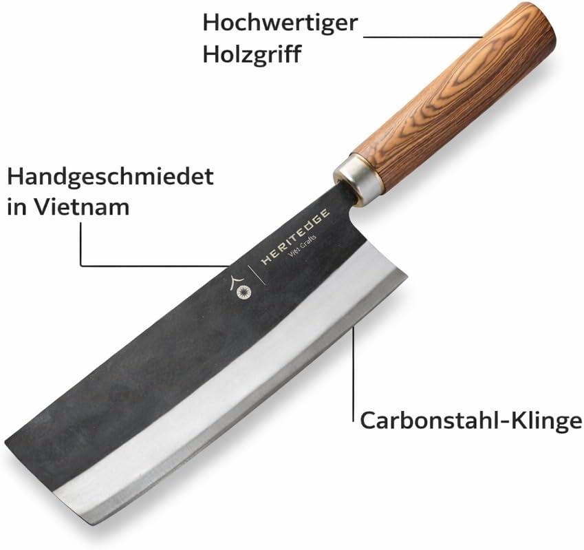 Rua Classic | Handgefertigtes Nakiri Messer 17 cm | Handgeschmiedet in traditioneller Schmiede in Vi