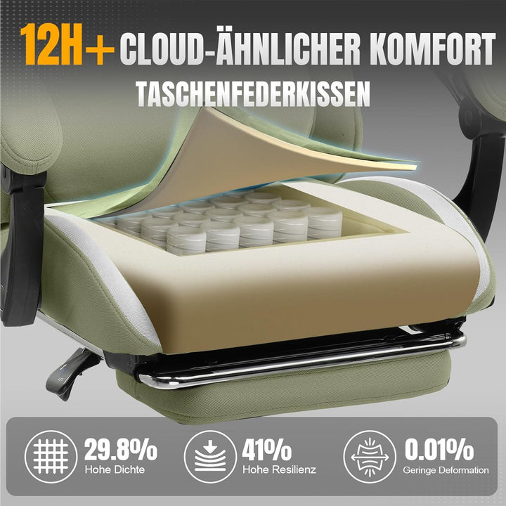 GTPLAYER Gaming Stuhl, Gamer Stuhl, Atmungsaktiver Bürostuhl aus Hochwertigem Stoff, Ergonomischer P